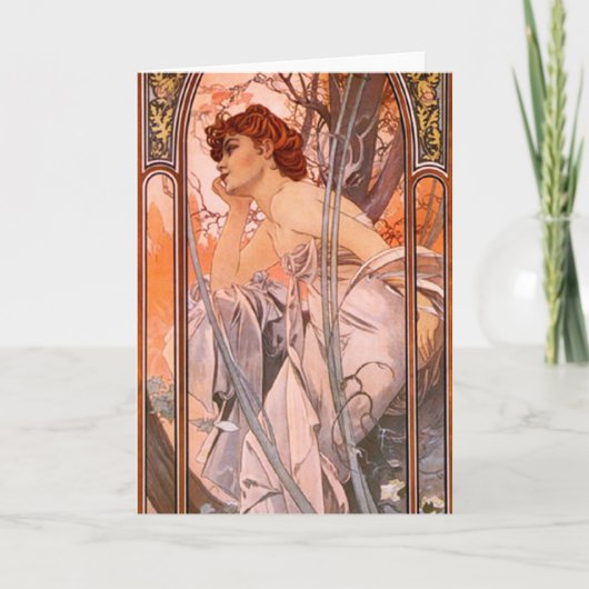 Het Wenskaart van Alphonse Mucha Evening Reverie Kaart (Voorkant)