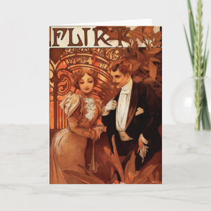 Het Wenskaart van Alphonse Mucha Flirt Kaart