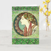 Het Wenskaart van Alphonse Mucha Laurel Kaart (Gele Bloem)