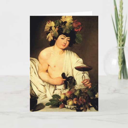 Het Wenskaart van Bacchus van Caravaggio Kaart (Voorkant)