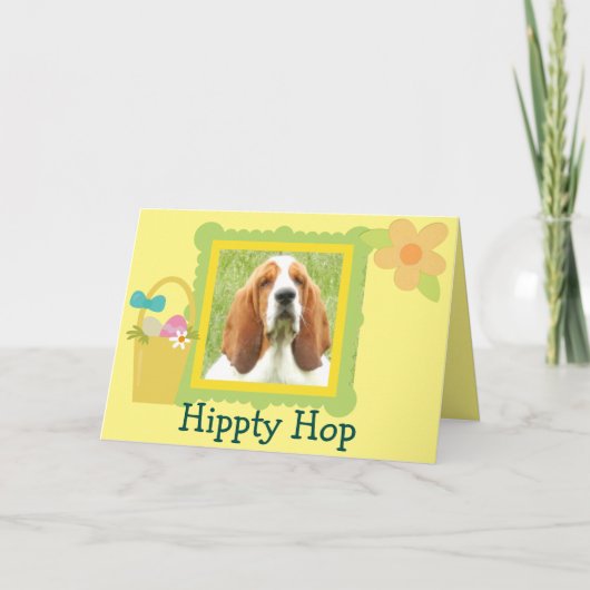 Het Wenskaart van Basset Hound Pasen Feestdagen Kaart (Voorkant)