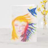 Het Wenskaart van ButterflyWoman Kaart (Gele Bloem)