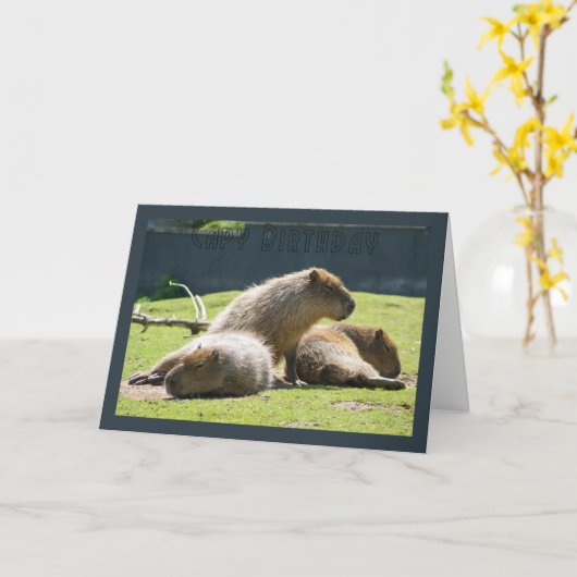 Het Wenskaart van Capybara - Verjaardag Capy Kaart (Gele Bloem)