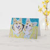 Het Wenskaart van Corgi, inbegrepen enveloppen Kaart (Gele Bloem)