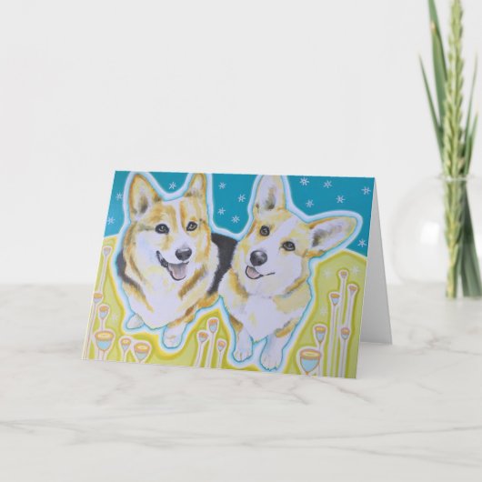 Het Wenskaart van Corgi, inbegrepen enveloppen Kaart (Voorkant)