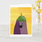 Het wenskaart van de aubergine kaart (Gele Bloem)