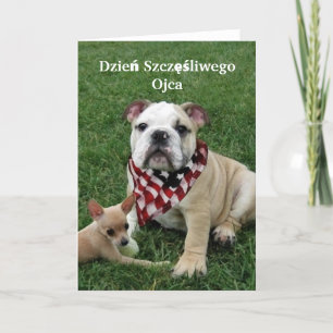 Het Wenskaart van de Buldog van Szczęśliwego Ojca Kaart