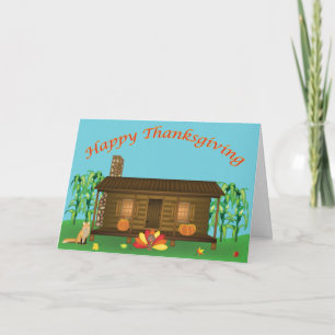 Het Wenskaart van de Cabine van de Thanksgiving Feestdagen Kaart