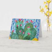 Het Wenskaart van de Cactus van Beavertail Kaart (Gele Bloem)