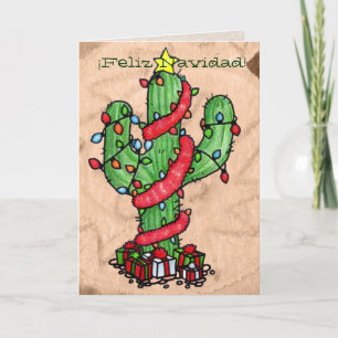 Het Wenskaart van de Cactus van Kerstmis Feestdagen Kaart