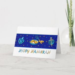 Het Wenskaart van de Chanoeka met Dreidel en Feestdagen Kaart