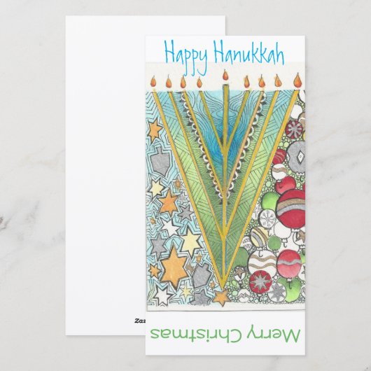Het Wenskaart van de Chanoeka van Kerstmis Feestdagenkaart (Voorkant / Achterkant)