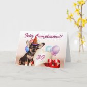 Het wenskaart van de chihuahuahond van Cumpleaños Kaart (Gele Bloem)