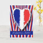 Het Wenskaart van de Dag van Bastille in het Frans Kaart (Gele Bloem)