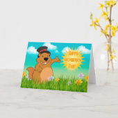 Het Wenskaart van de Dag van Groundhog met het Kaart (Gele Bloem)