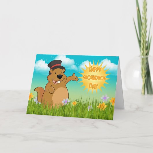 Het Wenskaart van de Dag van Groundhog met het Kaart (Voorkant)