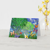 Het Wenskaart van de DANS van de VLINDER Kaart (Gele Bloem)