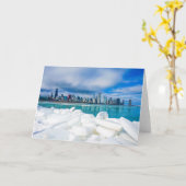 Het wenskaart van de de winterhorizon van Chicago Kaart (Gele Bloem)