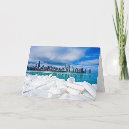 Het wenskaart van de de winterhorizon van Chicago Kaart (Voorkant)