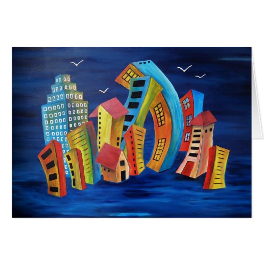 Het Wenskaart van de drijvende stad (Voorkant Horizontaal)