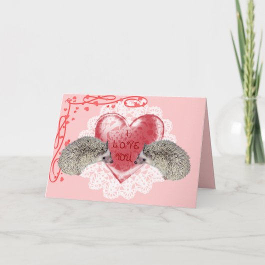 Het Wenskaart van de Egel van de liefde Feestdagen Kaart (Voorkant)