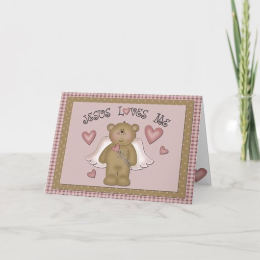 Het Wenskaart van de Engel van de Teddybeer van Kaart (Voorkant)