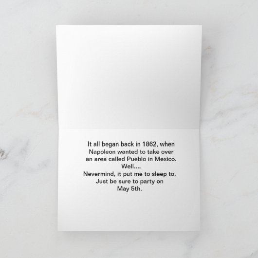 Het Wenskaart van de Geschiedenis van Cinco DE Kaart (Binnen)