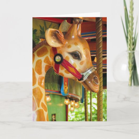 Het Wenskaart van de Giraffe van de carrousel Kaart (Voorkant)