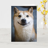 Het Wenskaart van de Glimlach van Inu van Shiba Kaart (Gele Bloem)