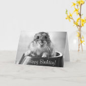 Het wenskaart van de hamster, gelukkige verjaardag kaart (Gele Bloem)