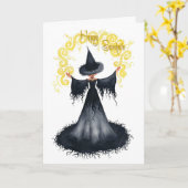 Het Wenskaart van de Heks van Samhain Kaart (Gele Bloem)