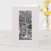 Het Wenskaart van de Houtdruk van vier Bomen Kaart (Gele Bloem)