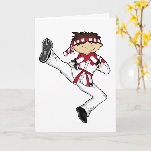 Het Wenskaart van de Jongen van de karate Kaart (Gele Bloem)