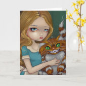 Het Wenskaart van de Kat van Cheshire "van de Kaart (Gele Bloem)