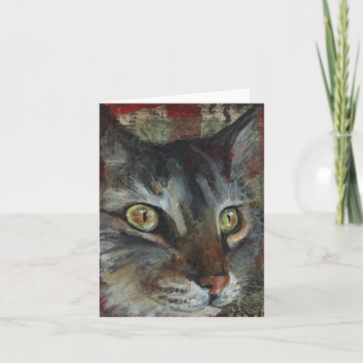 Het Wenskaart van de Kat van de gestreepte kat Kaart (Voorkant)