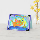 Het Wenskaart van de Kat van de Verjaardag van de Kaart (Gele Bloem)