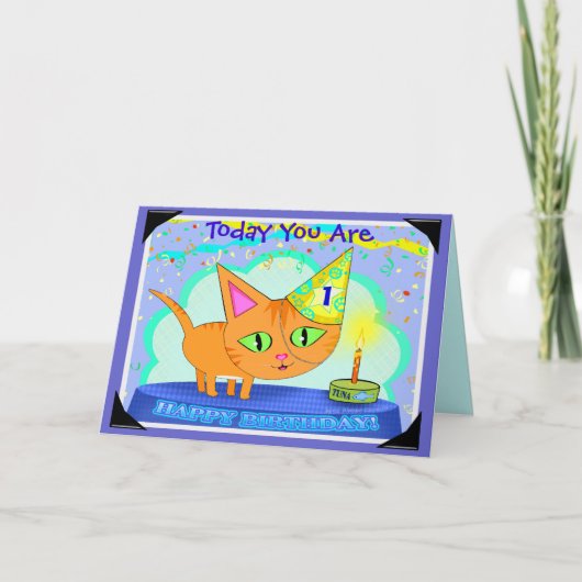 Het Wenskaart van de Kat van de Verjaardag van de Kaart (Voorkant)