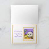 Het Wenskaart van de Kat & van het Kuiken van Feestdagen Kaart (Binnen)