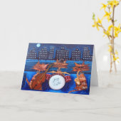 Het Wenskaart van de Katten van de jazz Kaart (Gele Bloem)