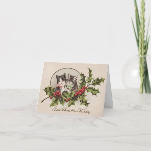 Het Wenskaart van de Katten van Kerstmis Feestdagen Kaart (Voorkant)