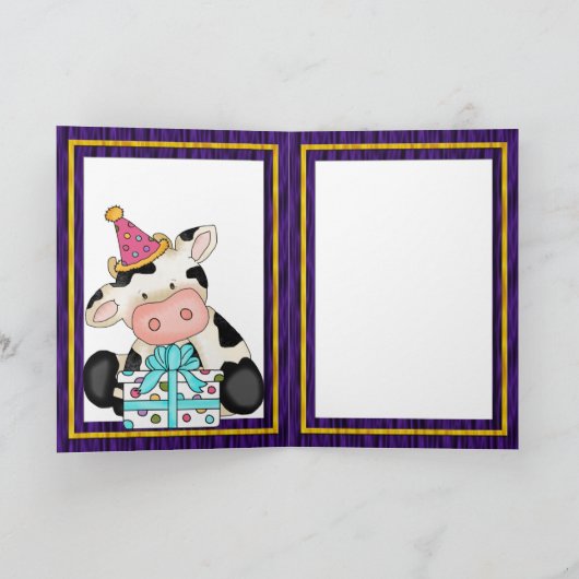 Het Wenskaart van de Koe van de verjaardag Kaart (Binnen)