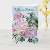 Het Wenskaart van de kolibrie & van de Verjaardag Kaart (Gele Bloem)