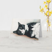 Het Wenskaart van de Kunst "van de Kat van de Kaart (Gele Bloem)