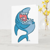 Het wenskaart van de Laughing Shark cartoon Kaart (Gele Bloem)