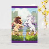 Het Wenskaart van de leeuw en de eenhoorn Kaart (Gele Bloem)