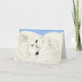 Het Wenskaart van de Liefde van Samoyed Feestdagen Kaart
