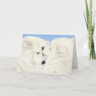 Het Wenskaart van de Liefde van Samoyed Feestdagen Kaart