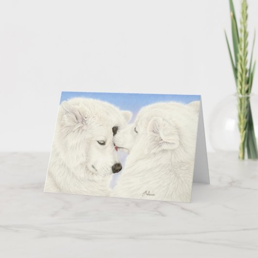 Het Wenskaart van de Liefde van Samoyed Feestdagen Kaart (Voorkant)