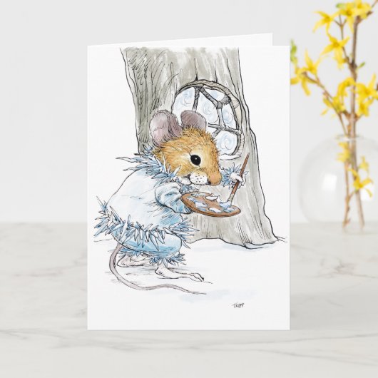 Het wenskaart van de Muis van Jack Frost Kaart (Gele Bloem)