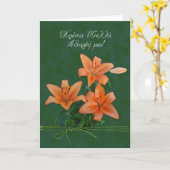 het wenskaart van de naamdag met daylily voor kaart (Gele Bloem)